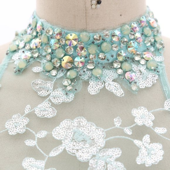 High Neck 2 Piece Prom Pageant Gown Formal Dress - Picture 4 of 7